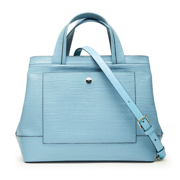 SALE🌻HAYWARD made in New York pyramid tote in blue embossed crocco ✨ - Picture 6 of 16